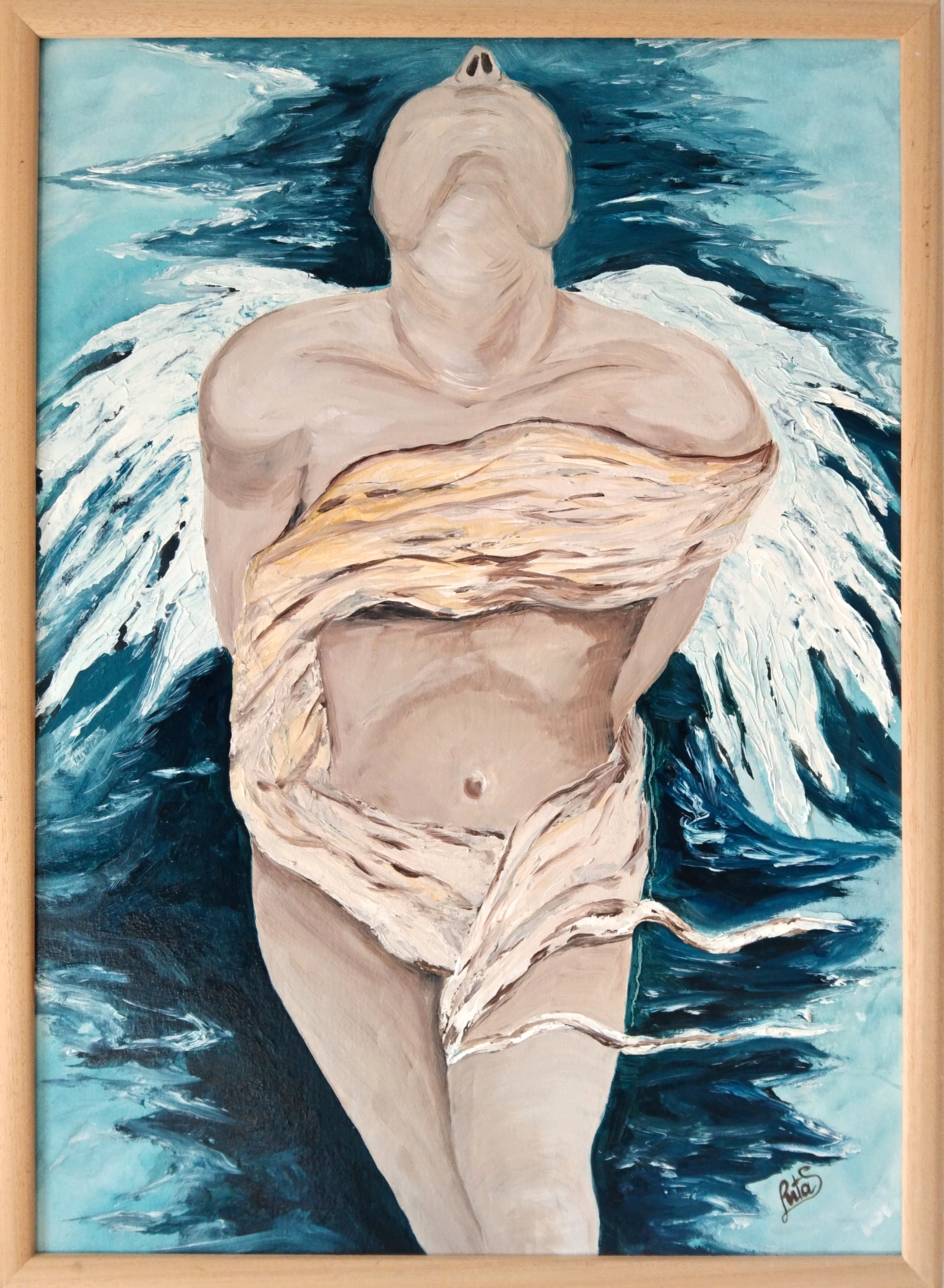 Rita Savino - Angel - (2022) - olio e acrilico su tela - (70x50 cm)