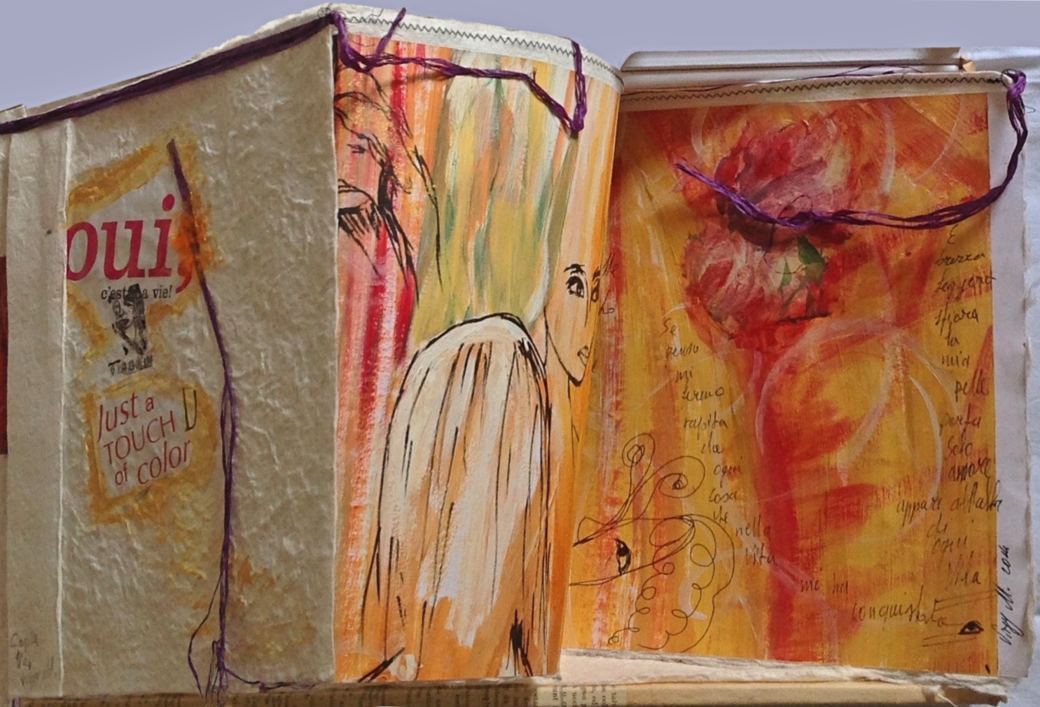 Virginia Milici-Libro d'artista-Oui  c'est la vie-Just a touch of color-tecnica mista su carta